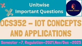 📡 OCS352 &ndash; IoT Concepts & Applications Important Questions  | NOV/DEC 2025 | Anna University R-2021