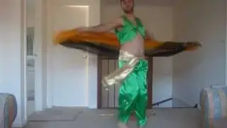 Male Belly Dancer Chris of melbourne  improvised veil piece to arabic song