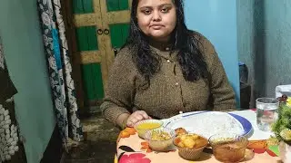 Rice, Masoor dal, Mulo Bora, soybean & paneer curry, Puti fish curry,Tomoto  chutney... 