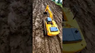 RC Excavator Digging Deep in Mud - FPV Drone View #rctruck #construction