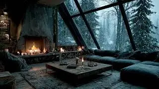 Winter Cozy Fireplace Ambience  Gentle Wind Sounds for Sleep, Focus & Relax