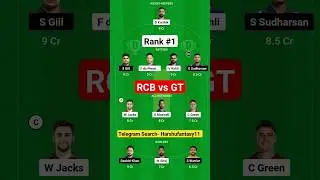 RCB vs GT Dream11 Team 2024 | GT vs RCB Dream11 Prediction | RCB vs GT Dream11 Of Today Match
