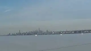View of New York City from an Airplane that has just taken off from JFK Airport