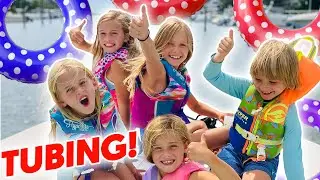Tubing on the BAY | who lasts the longest | Adventures with Addy & Ollie