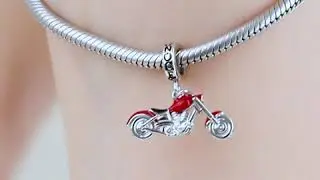 Motorcycle Pendant Dangle Charm Sterling Silver