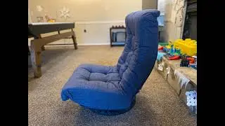 Amazon Basics Swivel Foam Lounge Chair   with Headrest, Adjustable, Denim
