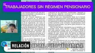 Trabajador Planilla SIN R&eacute;gimen Pensionario