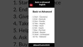 Basic vs Advanced English Phrases #improve #english #vocabulary #shorts #youtubeshorts #shortsfeed
