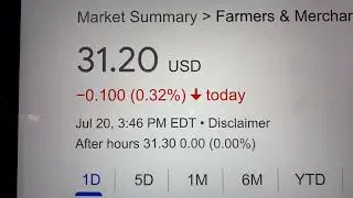 🔴 Farmers & Metchants Bancorp Inc. (OH) Common Stock FMAO Stock Trading Facts 🔴