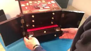 William IV MOP and abalone inlaid rosewood table cabinet