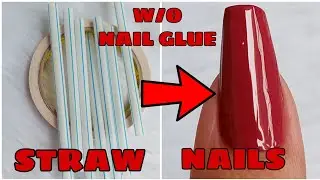 Diy Straw Fake Nails with Tape | Diy fake nails without Nail Glue