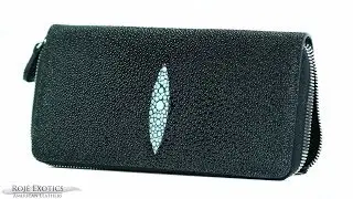 Zippered Wallet - Stingray -  Black Caviar