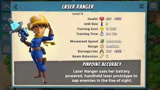 Лазерные дальнобойщики Boom Beach Max 12 уровня &mdash; очень полезные войска, обладающие большой силой!