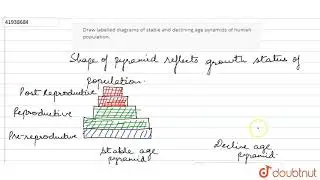 Draw labelled diagrams of stable and declining age pyramids of human population.