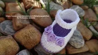 Passo a passo Sapatinho de Crochê para Bebê modelo Daminha - Professora Simone
