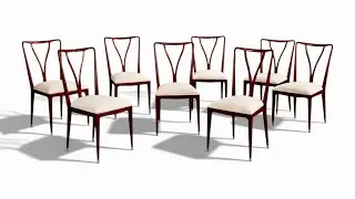 Set of Eight Sculptural Dining Chairs in Rosewood, Giuseppe Scapinelli, Brazil, c. 1950s - Lot 649B