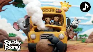 Wheels on the Broken Bus Go Round and Round | Safari Animals Fix the Mud | Best Kids Songs 🐵🚌