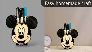 Diy mickey Mouse pen holder / homemade pen dani / low cost pencil holder