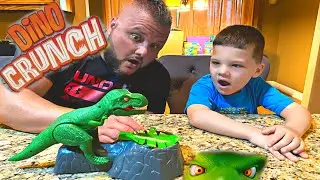 Caleb PLAYS DINO CRUNCH Family Fun Game For Kids with Daddy! Dinosaur Toy for Kids