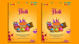 Holi Poster Design in Photoshop | Holi Flyer Design | Holi Festival Banner Design