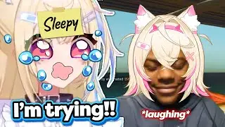 Mococo laughs at Fuwawa's deadpan sleepy voice