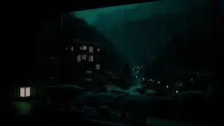 Rain Sounds in a Snowy Cabin (No Ads) 🌧️ | Calm Winter Night Ambience for Deep Sleep & Relaxation