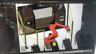 Visual components(VC) FAUNC 산업용 로봇과 컨베이어를 활용한 물체 이동 및 자동화 공정 제어 프로젝트(물체 도착할 시에 사람이 이동)
