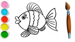 Fish drawing for beginners | How to draw fish step by step | Coloring & Painting | Kids Drawing |