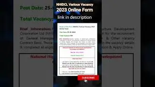 NHIDCL Various Vacancy 2023 Online Form | new vacancy 2023