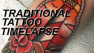 TRADITIONAL TATTOO TIMELAPSE - LIGHTHOUSE