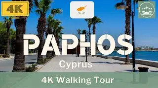 Walking Tour in PAPHOS   Cyprus   Harbor to Lighthouse Beach  4K 60fps