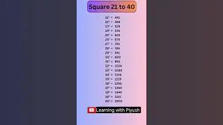 Square Root 21 to 40 #shorts