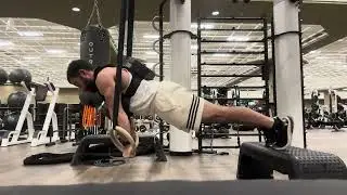Weighted Ring Push Ups (7 reps 40 lbs) 