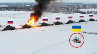 Snowy Road Ambush Leaves Russian Convoy in Chaos After Ukrainian Drone Attack