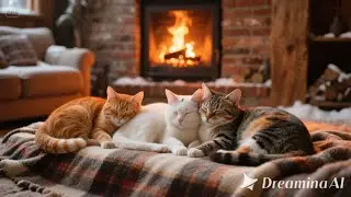 Purring Cats and Fireplace Ambience &ndash; Calming Sounds for Restful Sleep