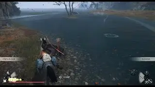 Ghost of Yōtei catching fish outside of the quest for the achievement