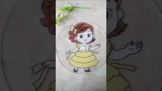Girl cute yellow dress Glass Painting #shorts #art