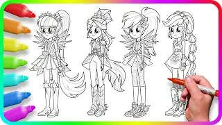 Coloring Pages EQUESTRIA GIRLS | How to draw My Little Pony Girls | Easy Drawing Tutorial Art | MLP