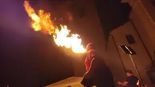 Fire-breathing show ultra slow motion