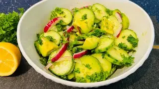 Healthy Avocado Cucumber Summer Salad  + Light Lemon Dressing 