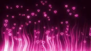 Pink Hearts Flying Aesthetic Neon Light Background Video Seamless Loop Animated Screensaver 4K