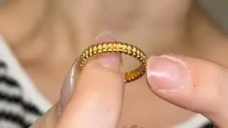 Shapes Studio 18k Gold Vermeil Double Beaded Stacking Ring Sterling Silver, Never Tarnish Shapes Stu