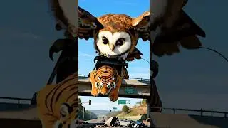 Highway Showdown &ndash; Giant Tiger vs Giant Owl  #aianimation #fantasy #hyperrealisticfantasy
