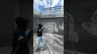 Pressure washing graffiti remove #asmr #automobile #satisfying #nycpowerwash1 #graffiti #fypシ