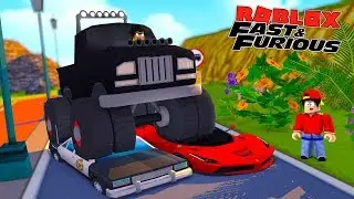 ROBLOX FAST AND THE FURIOUS - DONUT CRUSHES SUPER CARS & A POLICE CAR IN HIS MONSTER TRUCK