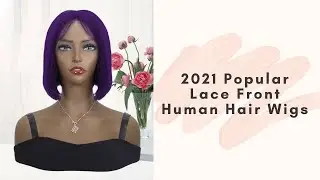 Colored Purple Bob Lace Front Wig, 2021 Popular Lace Front Human Hair Wigs