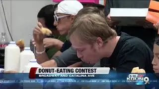 Tucson Police officers compete in doughnut eating contest