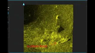 Playback of side-scan sonar data with a sunken boat