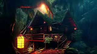 Relaxing Rainy Night at the Forest Cabin | Cozy Ambient Music for Deep Sleep & Stress Relief