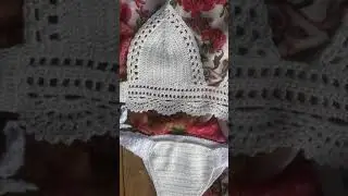 White crochet swimsuit, lace bikini